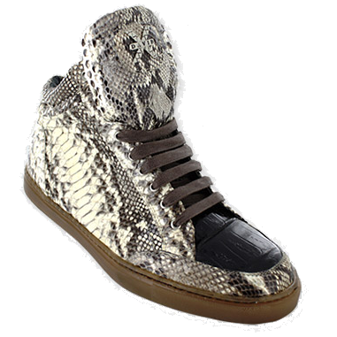 David X Azul Crocodile &amp; Python Sneakers Black / Natural Image