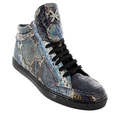 David X Azul Crocodile &amp; Python Sneakers Navy / Navy Handpainted Image