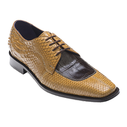 David X Brian Python & Crocodile Dress Shoes Beige / Brown Image