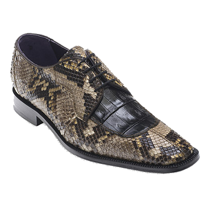 David X Brian Python & Crocodile Dress Shoes Natural / Black Image
