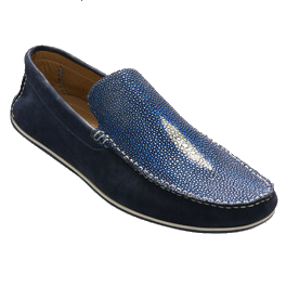 David X Ray Stingray &amp; Suede Loafers Blue Image