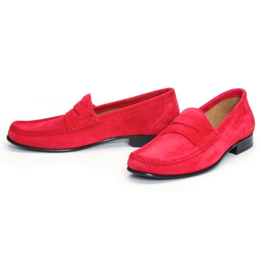 sandaler mesterværk udarbejde Donald J Pliner Naper Suede Penny Loafers Red | MensDesignerShoe.com