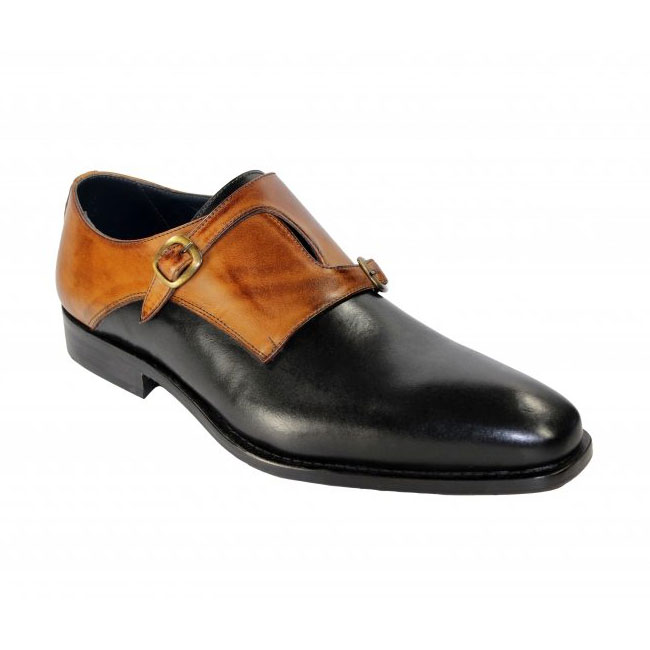 Duca by Matiste 0203 Black / Cognac Monk Strap Shoes Image