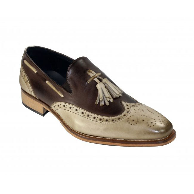 Duca by Matiste Modena Taupe / Chocolate Wingtip Loafers Image