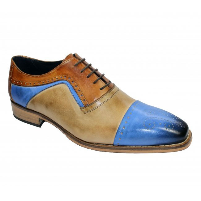 Duca by Matiste Bari Light Blue Combo Cap Toe Shoes Image