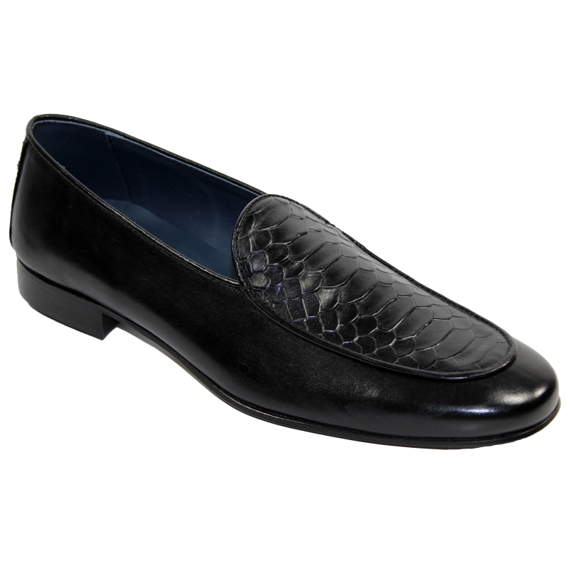 Duca by Matiste Artena Embossed Python Loafers Black Image