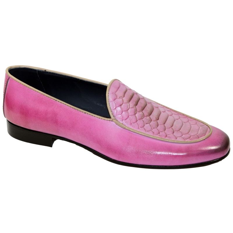 Duca by Matiste Artena Embossed Python Loafers Pink Image