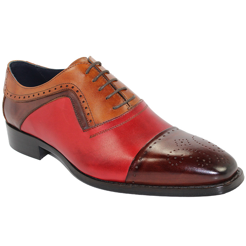 Duca by Matiste Bari Red Combo Cap Toe Shoes Image