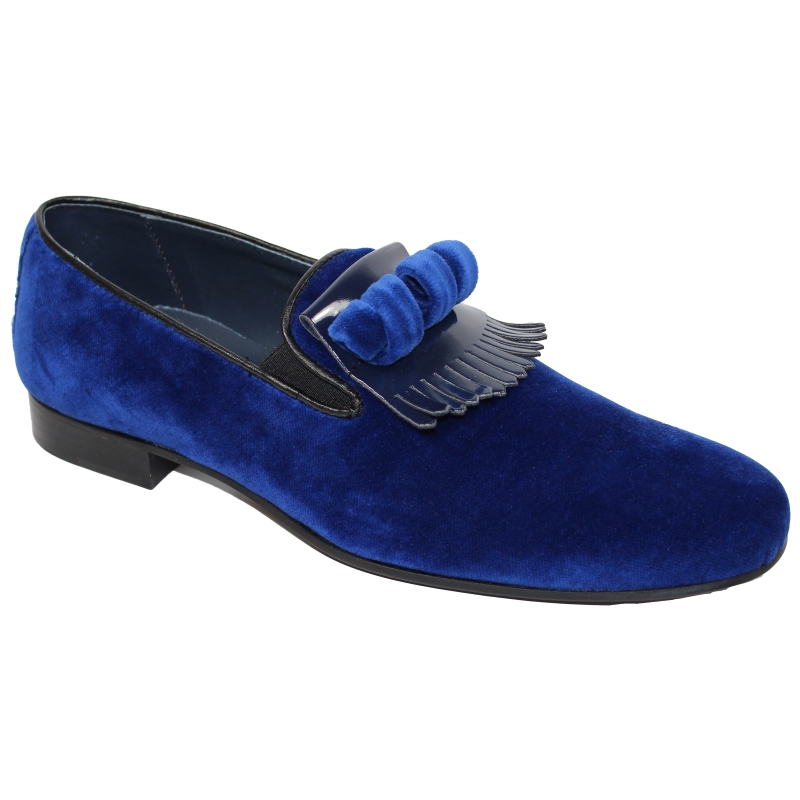 Duca by Matiste Capua Velvet Fringe Loafers Blue Image