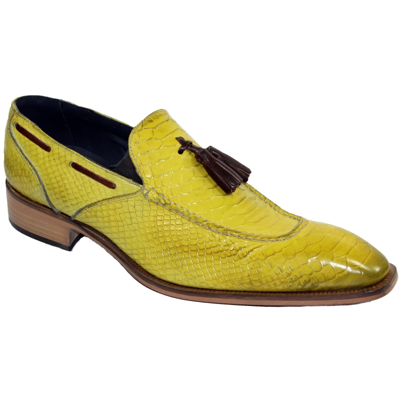 Duca by Matiste Cassino Embossed Python Tassel Loafers Yellow Image