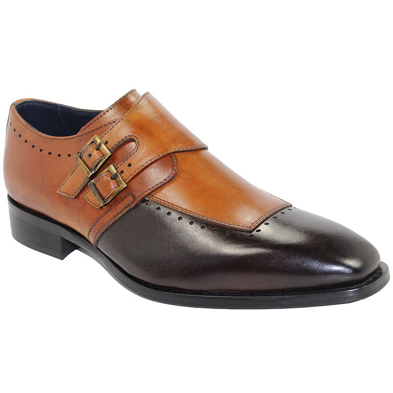 Duca by Matiste Como Chocolate/Cognac Monk Strap Shoes Image