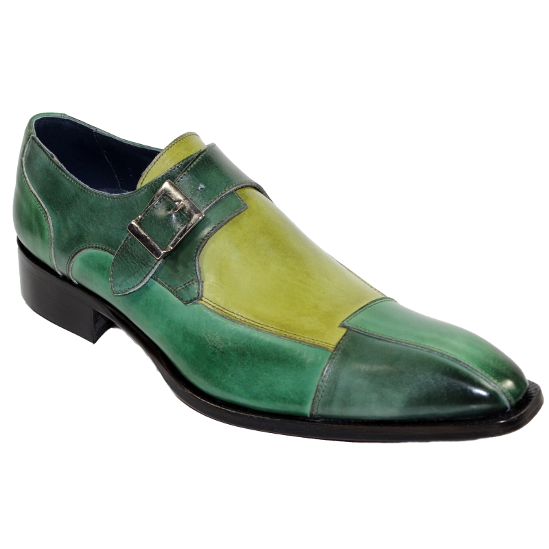 Duca by Matiste Lucca Monk Strap Shoes Green Combo Image
