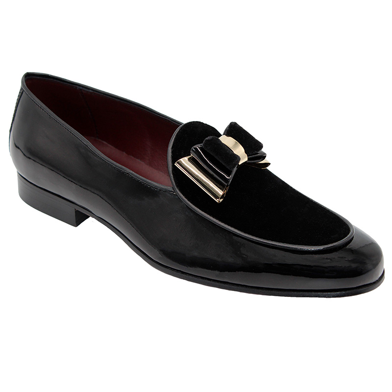 Duca by Matiste Scala Patent Velvet Shoes Black Gold Image