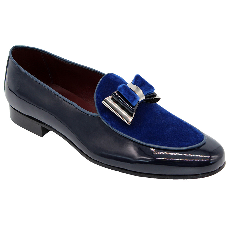 Duca by Matiste Scala Patent Velvet Shoes Blue Silver Image