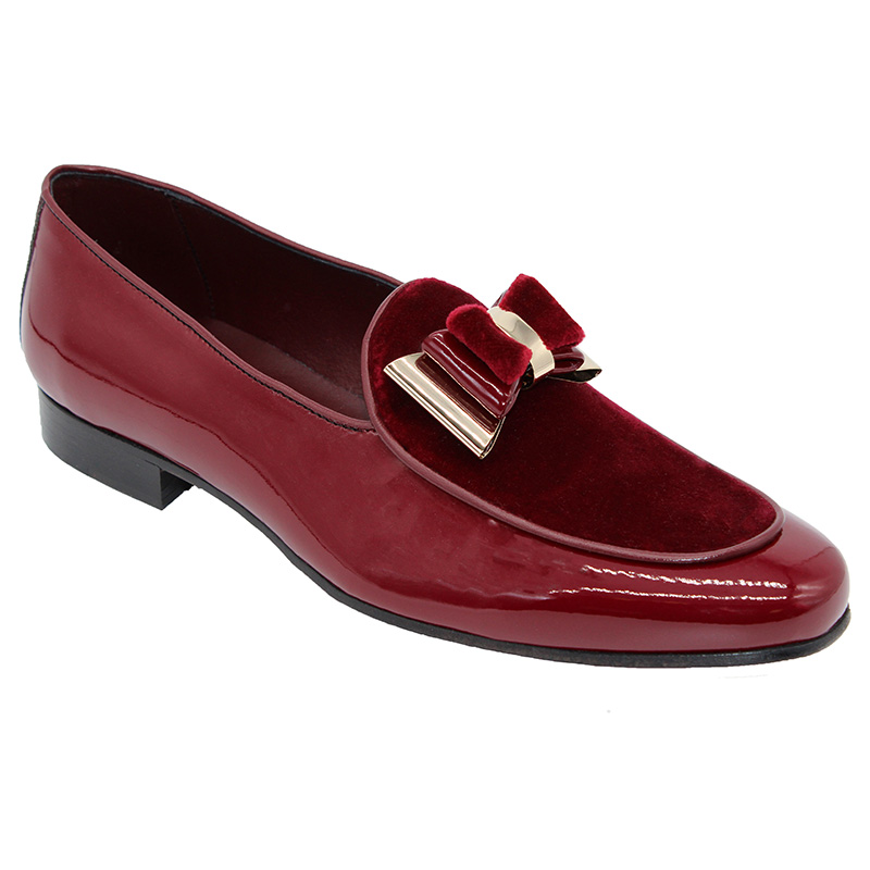 Duca by Matiste Scala Patent Velvet Shoes Burgundy Gold Image