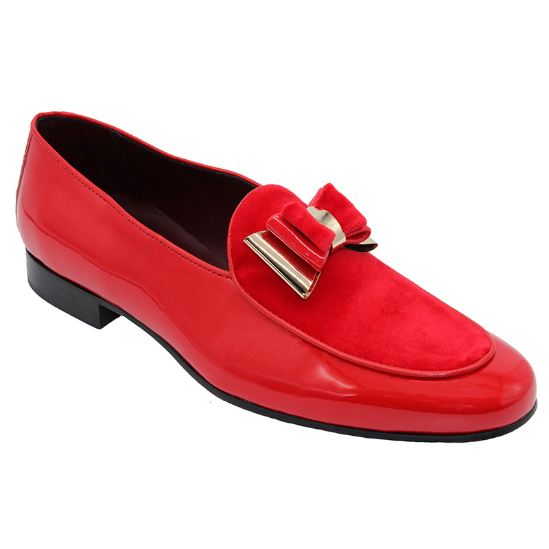 Duca by Matiste Scala Patent Velvet Shoes Red Gold Image
