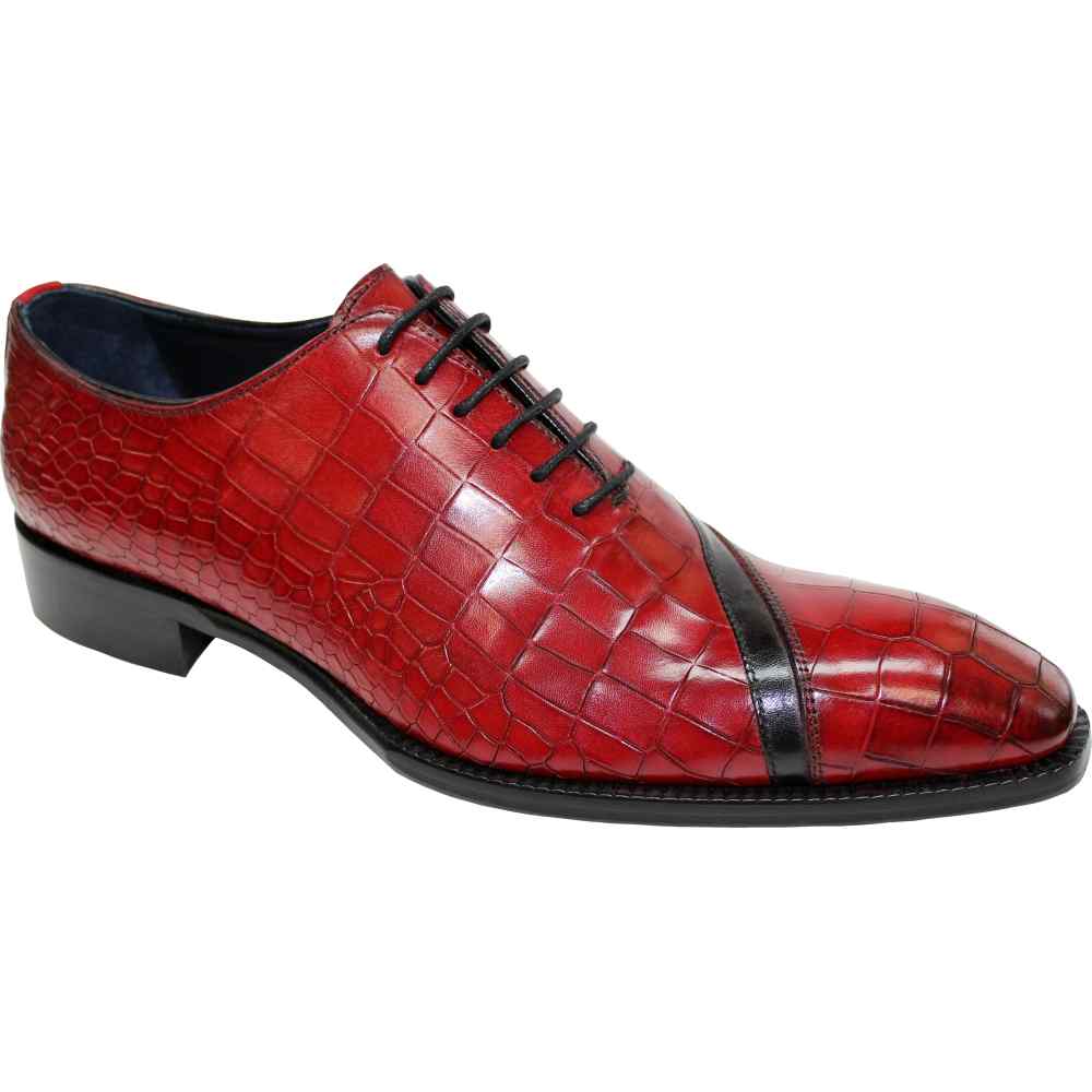 Duca by Matiste Torre Embossed Croco Shoes Red/ Black Image