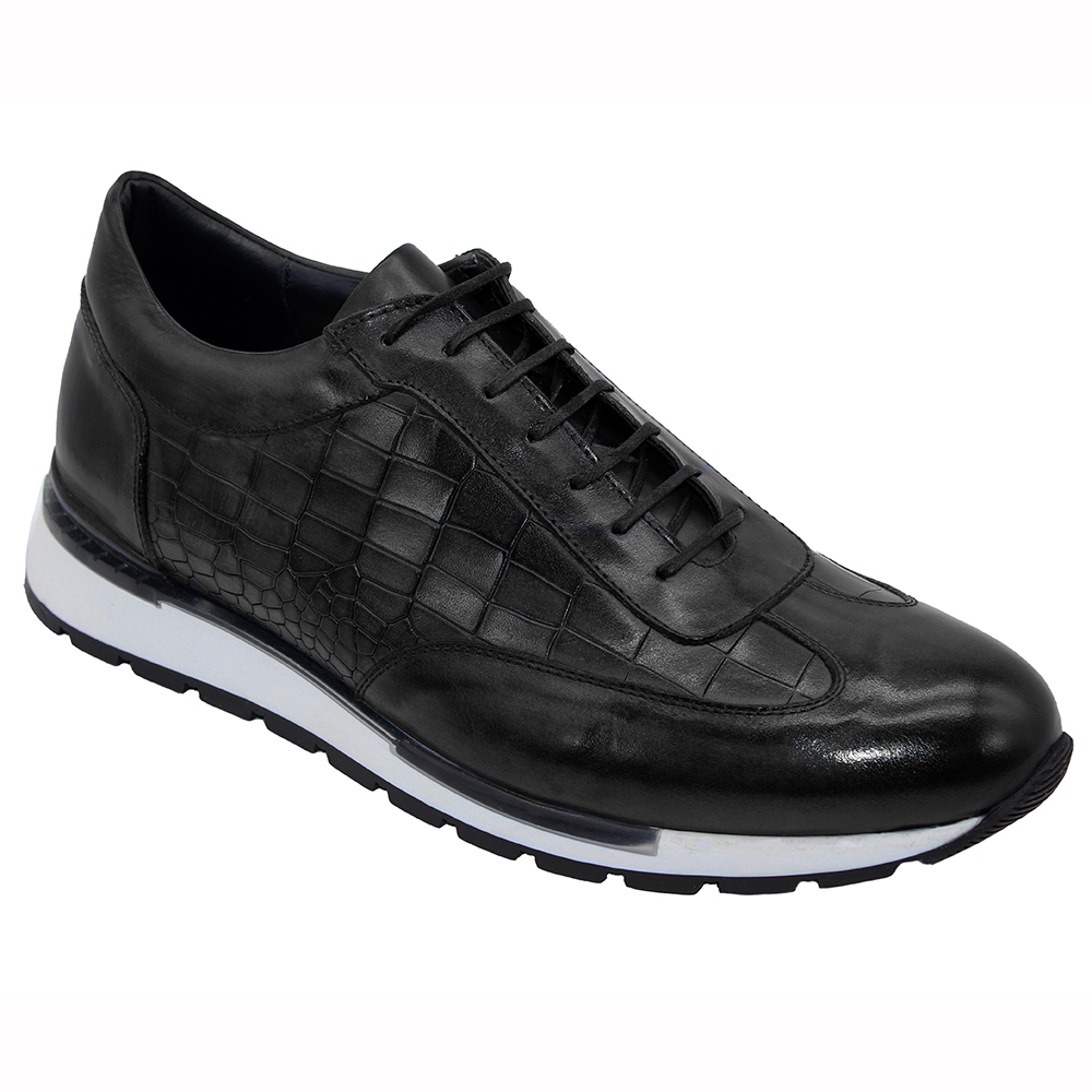 Duca by Matiste Varsi Leather & Croc Print Sneakers Black Image