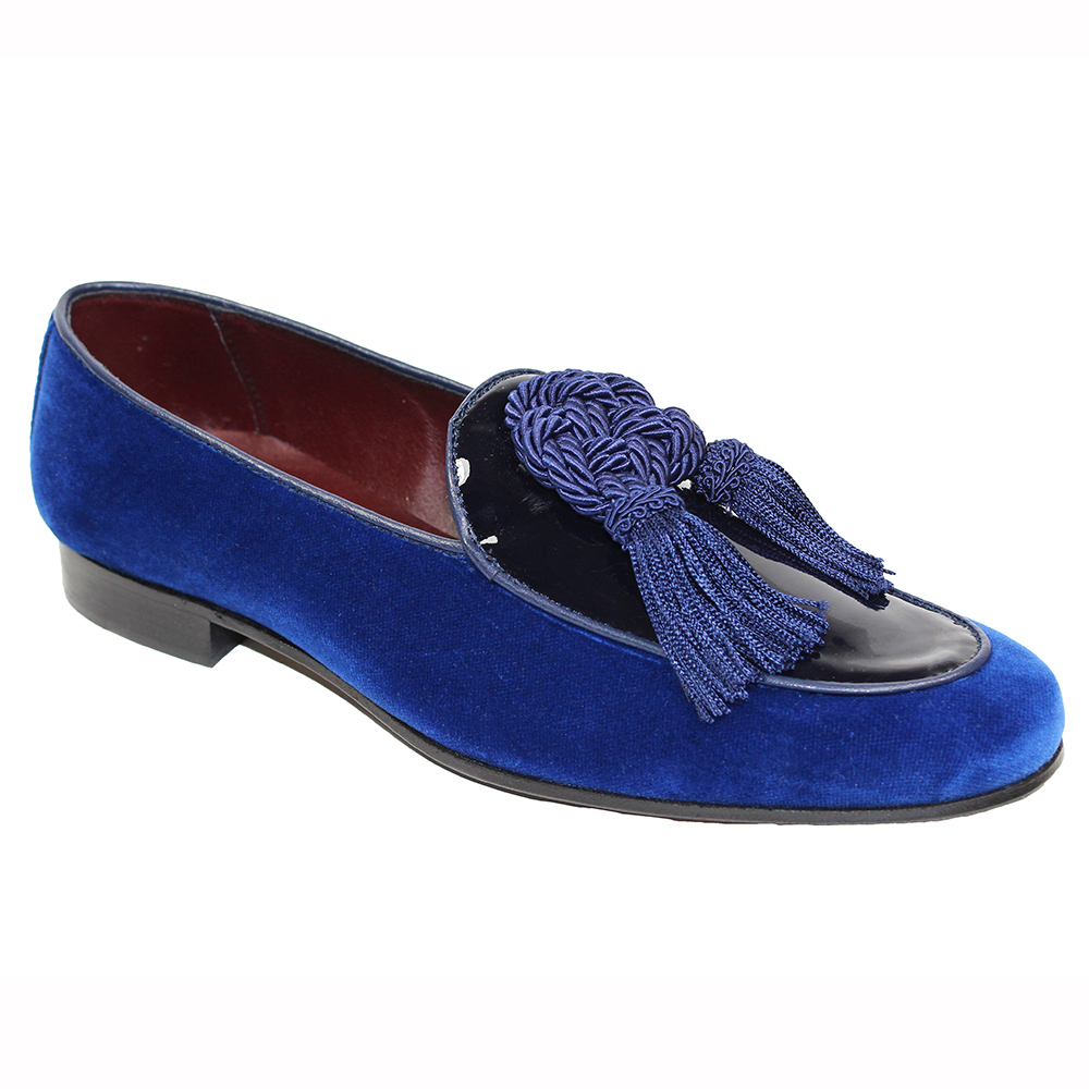 Duca by Matiste Venezia Patent & Velvet Shoes Blue Image