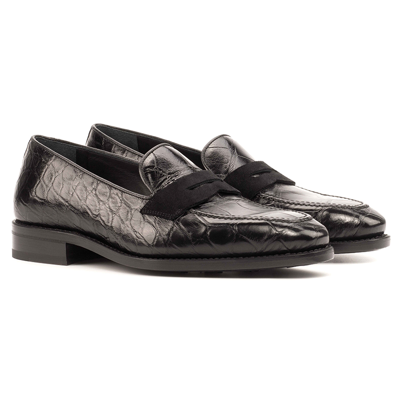 Emanuele Sempre Loafer Alligator Shoes Black Image