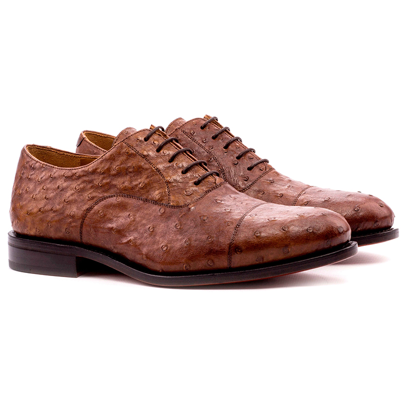 Emanuele Sempre Oxford Ostrich Shoes Med Brown Image