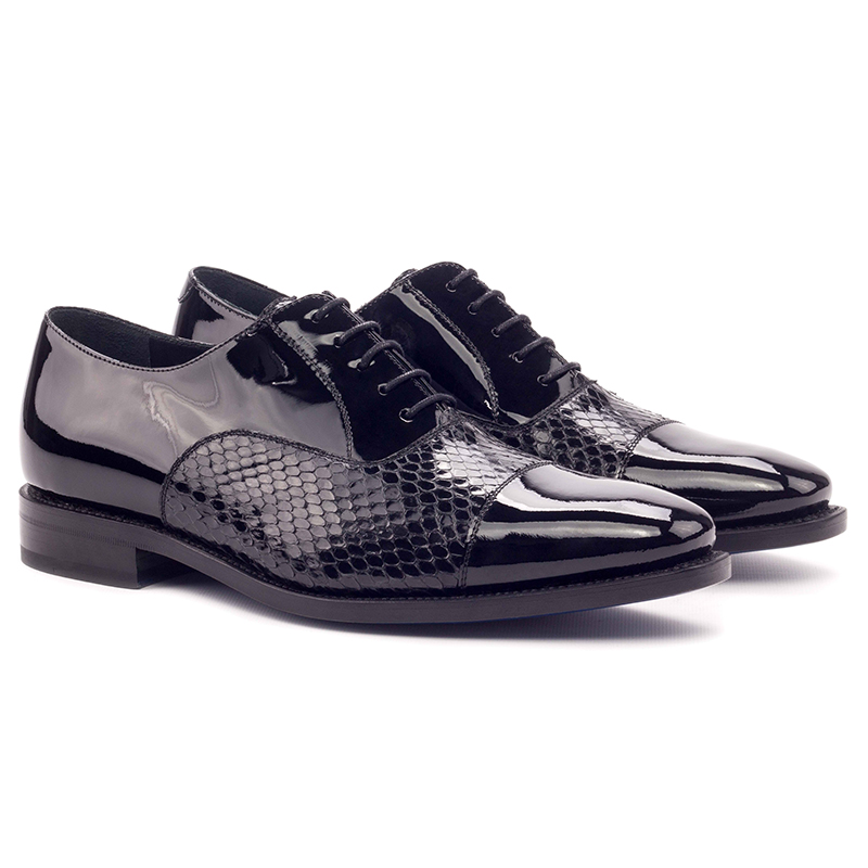 Emanuele Sempre Oxford Python Shoes Black Image