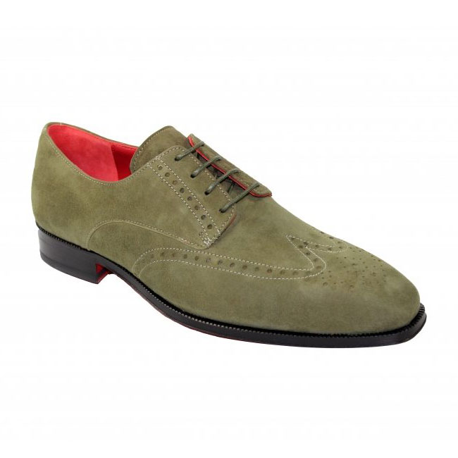 Emilio Franco 185 Wingtip Suede Shoes Olive Image