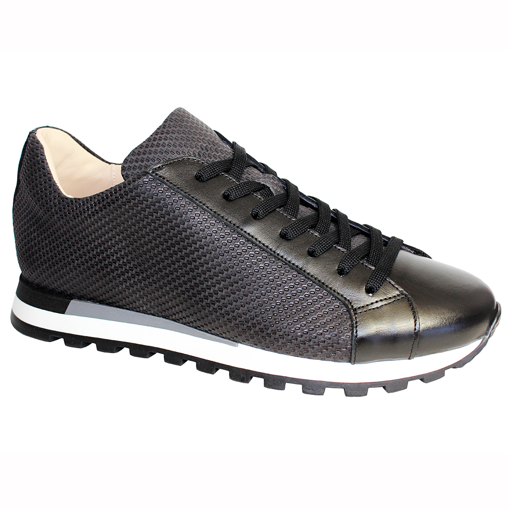 Emilio Franco Alfio Leather & Print Sneakers Black Image