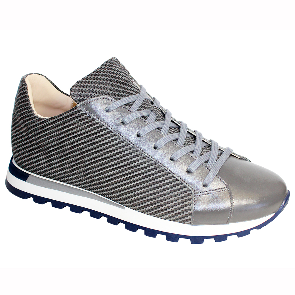 Emilio Franco Alfio Leather & Print Sneakers Gray Image