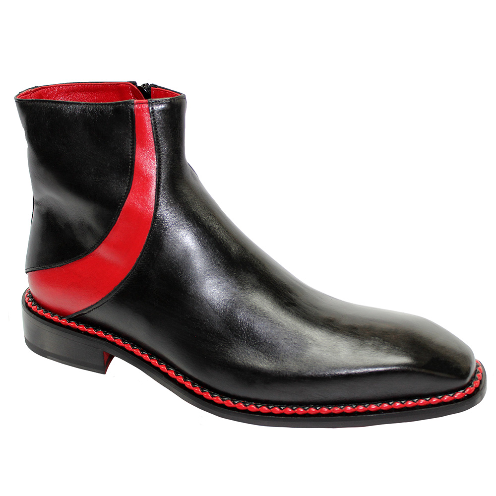 Emilio Franco Arturo Calfskin Boots Black / Red Image
