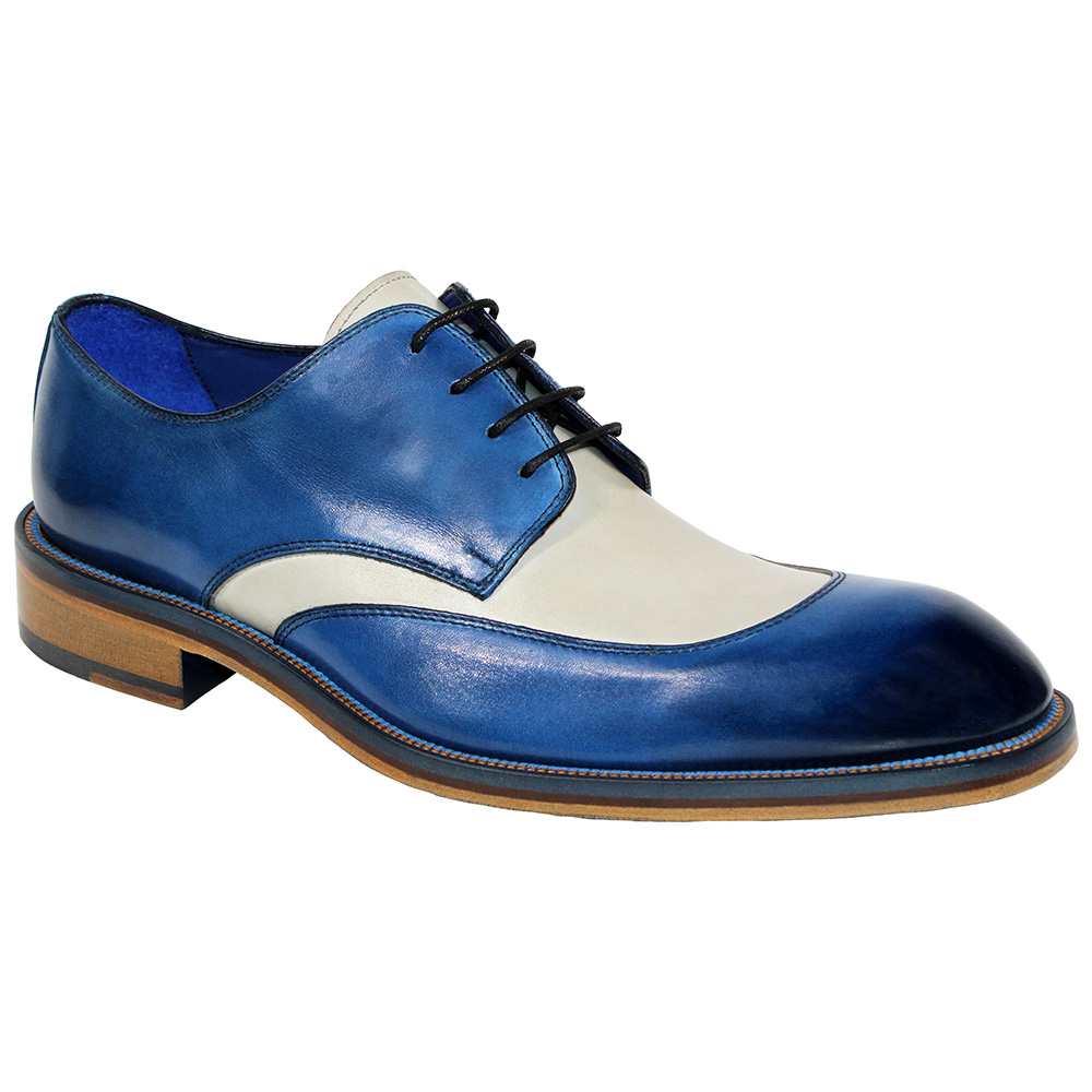 Emilio Franco Cosimo Calfskin Shoes Ocean Blue / Bone Image