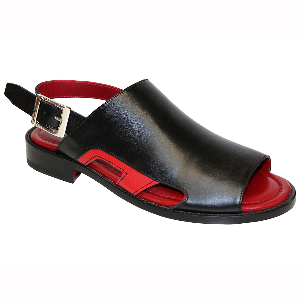 Emilio Franco EF122 Leather Sandals Black / Red Image
