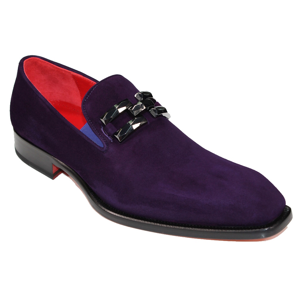 Emilio Franco Francesco Genuine Suede Loafers Purple Image