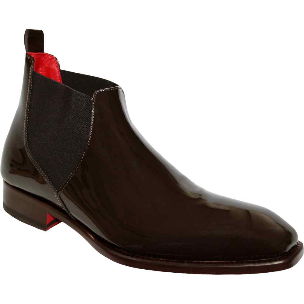 Emilio Franco Leonardo Genuine Patent Leather Boots Chocolate Image
