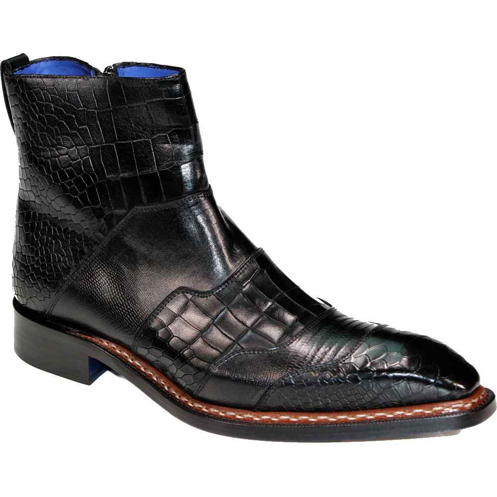 Emilio Franco Lucio Embossed Croco/ Tejus/ Snakeskin Boots Black Image