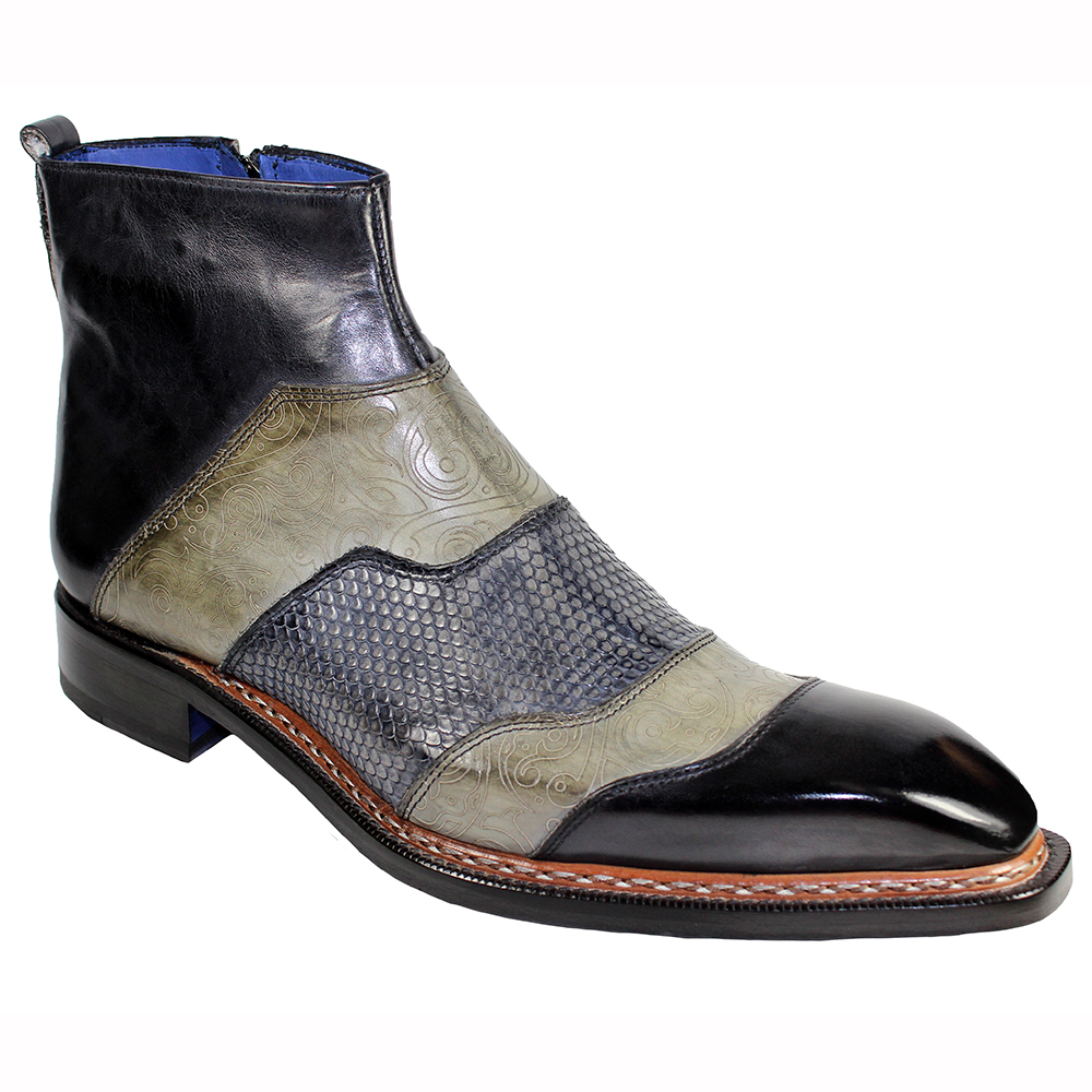 Emilio Franco Lucio Leather Boots Black Combo Image
