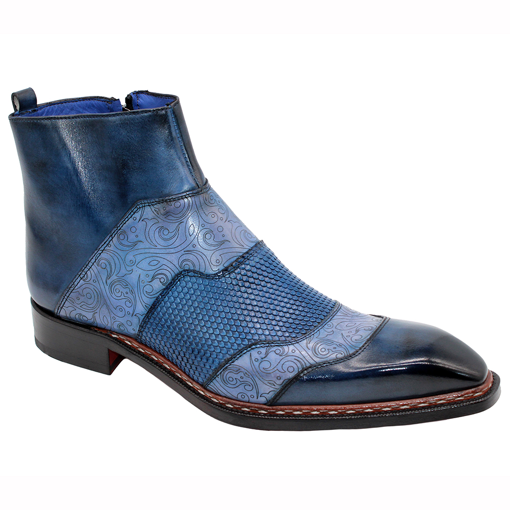 Emilio Franco Lucio Leather Boots Blue Combo Image