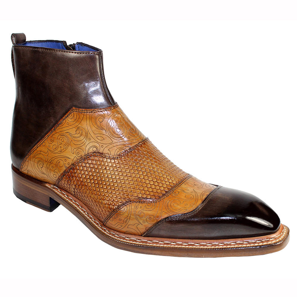 Emilio Franco Lucio Leather Boots Brown Combo Image