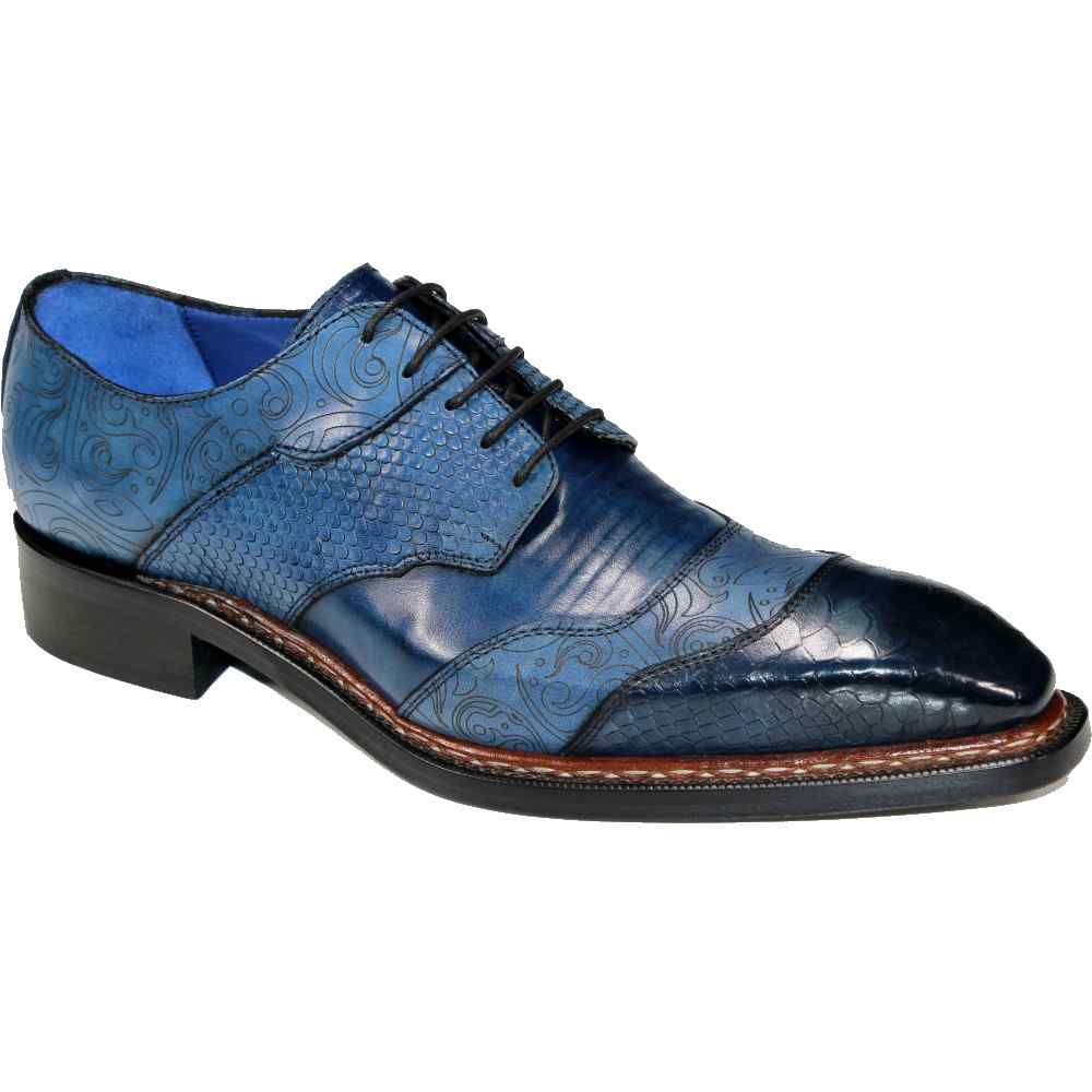 Emilio Franco Martino Embossed Snakeskin/ Pasley/ Lizard Shoes Blue Combo Image