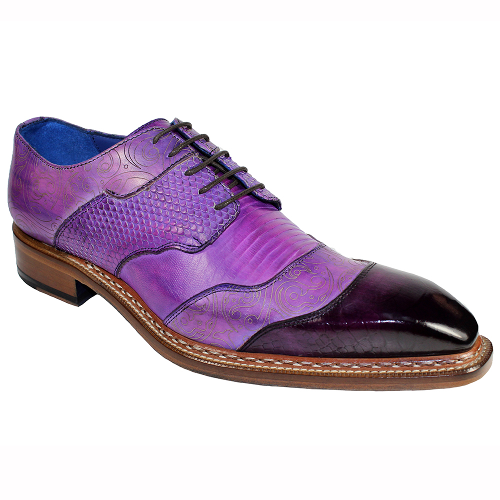 Emilio Franco Martino Leather Shoes Purple Combo Image