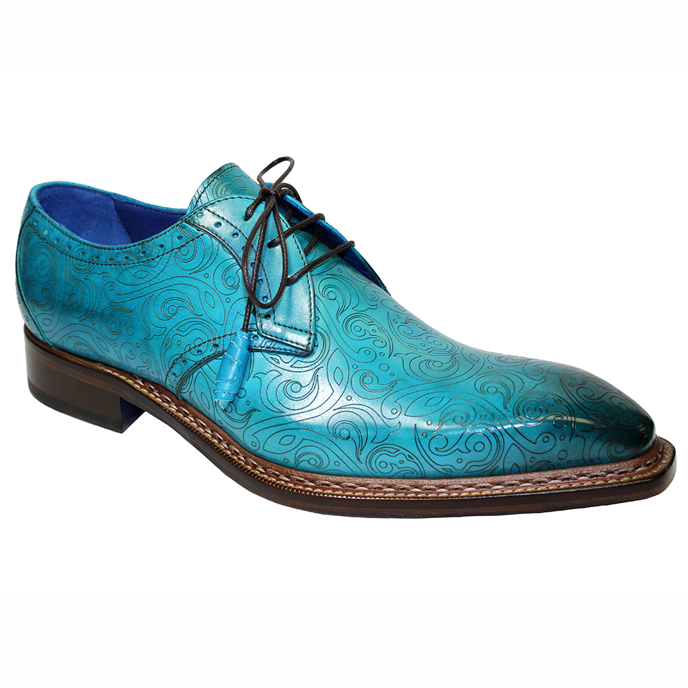Emilio Franco Salvatore Leather & Laser Print Shoes Turquoise Image