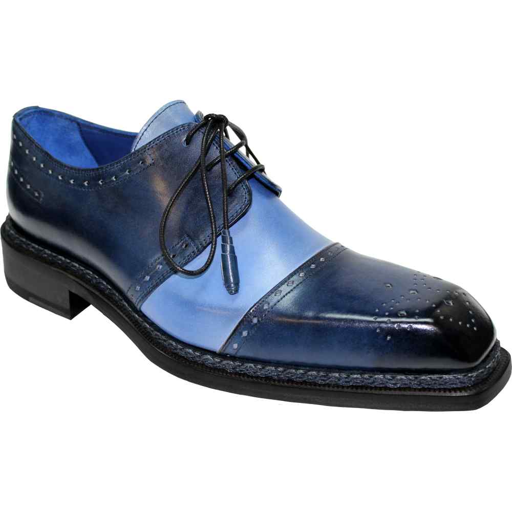 Emilio Franco Saverio Genuine Leather Shoes Navy/ Light Blue Image