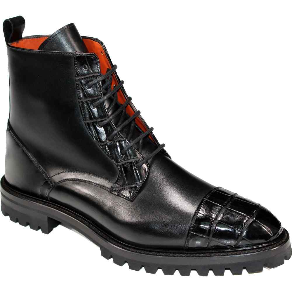 Fennix Bastian Genuine Alligator/ Leather Boots Black Image