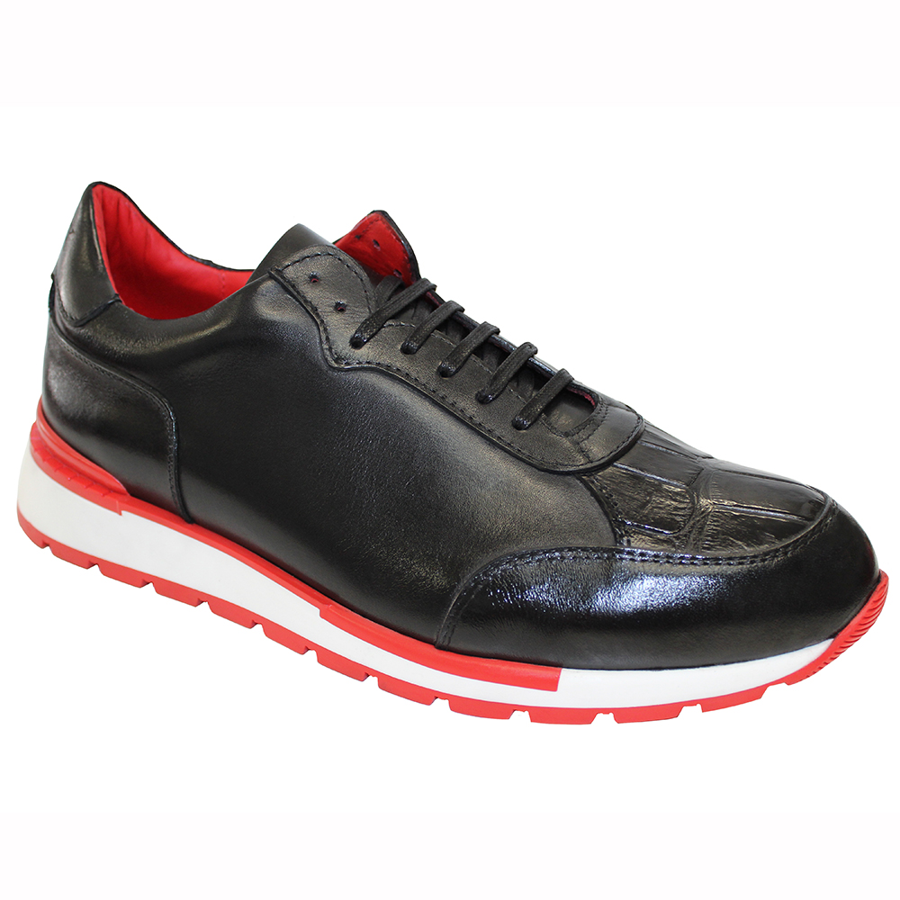 Fennix Freddie Leather & Alligator Sneakers Black Image