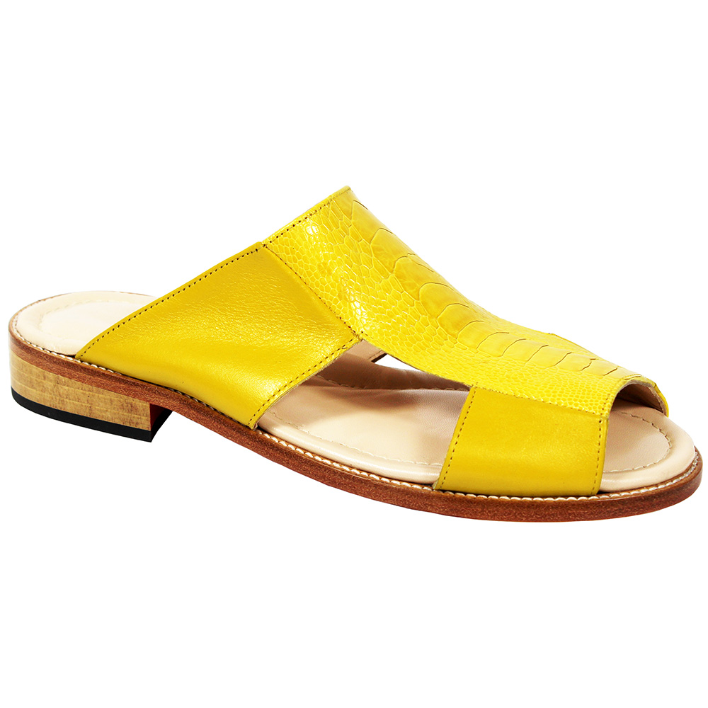 Fennix FX124 Genuine Ostrich / Calfskin Sandals Yellow Image