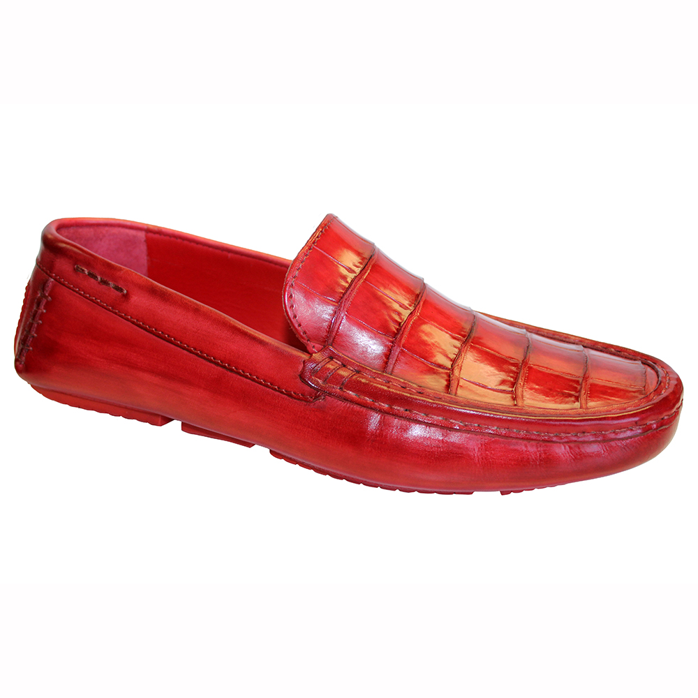 Fennix Hunter Leather & Alligator Loafers Red Image
