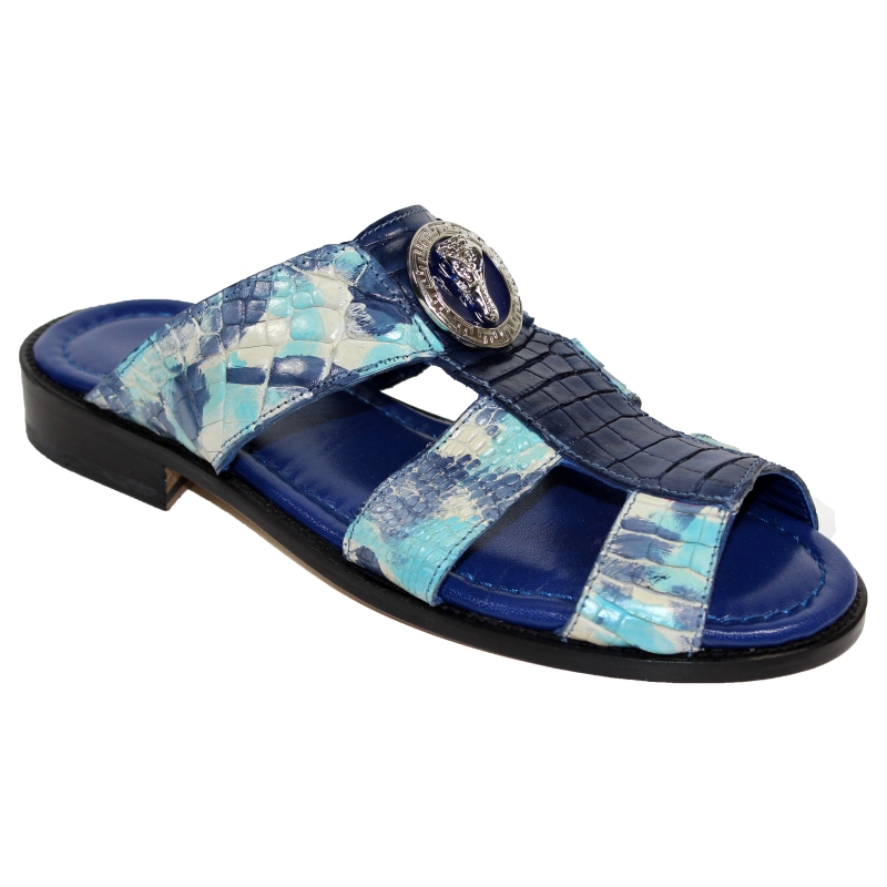 Fennix Ibiza Alligator Sandals Blue Combo Image