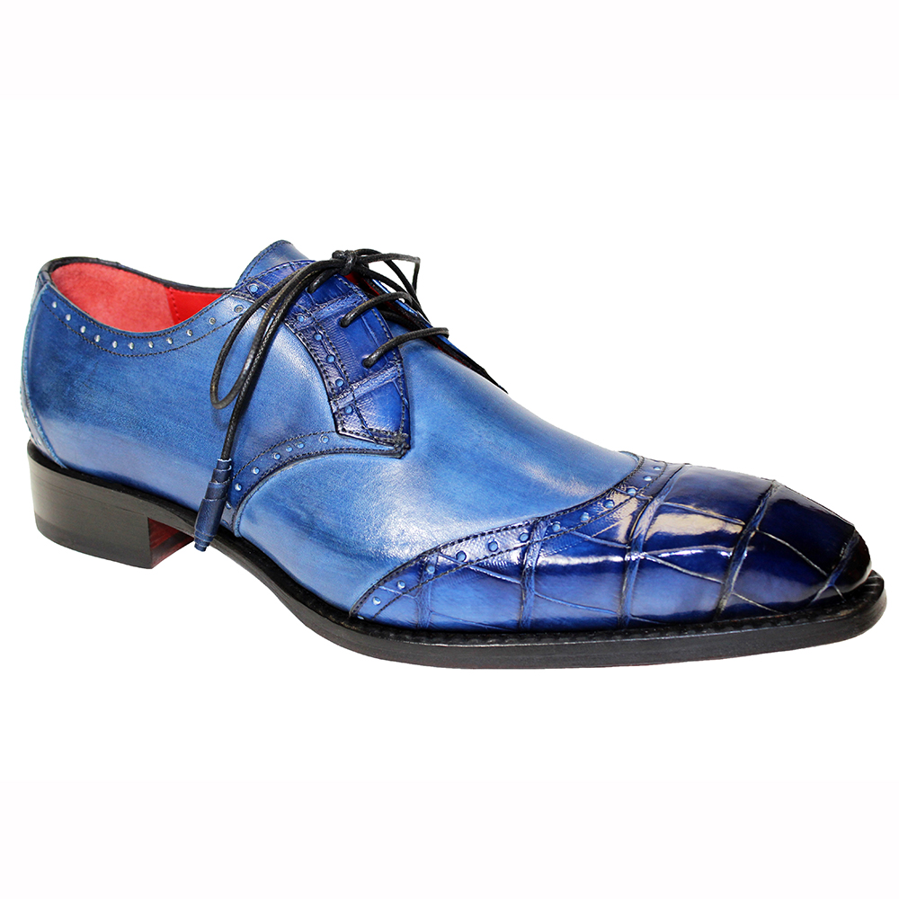 Fennix Jax Leather & Alligator Shoes Blue Image