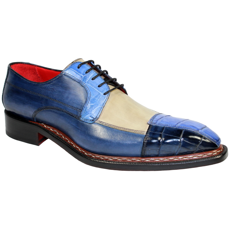 Fennix Lucas Alligator & Calfskin Shoes Tri Tone Blue Image