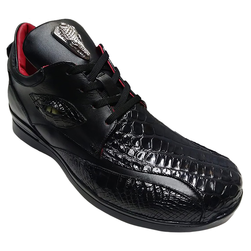 Fennix Mason Leather & Alligator Sneakers Black Image